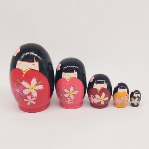 5 pièces poupées gigognes russes peintes à la main en bois russe mignonne 