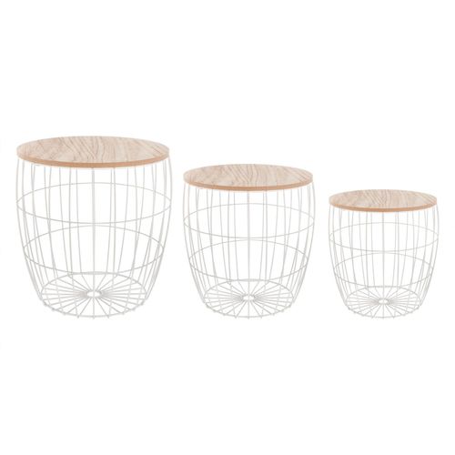 3 Tables À Café Filaires Atomic - Diam. 40 Cm - Blanc