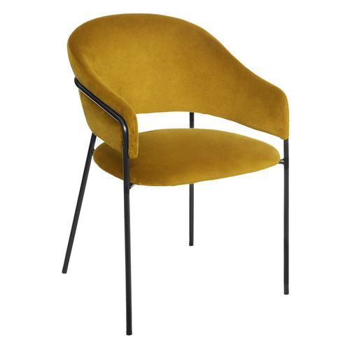 Fauteuil En Velours Design Contempo Siron - Jaune Moutarde