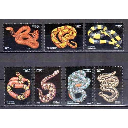 Animaux Serpents Tanzanie Série Compléte (48) De 7 Timbres Oblitérés