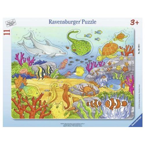 Puzzle Enfant Avec Cadre 11 Pieces - Les Animaux Marins : Dauphin Raie Crabe Poisson Clown Poulpe - Ravensburger