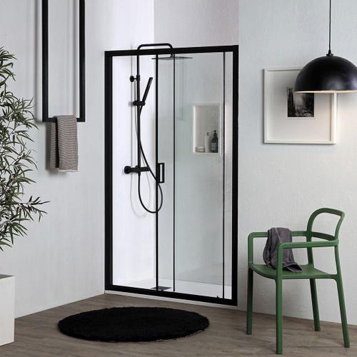 PORTE DE DOUCHE NOIR MAT COULISSANTE NICHE 140 CM | CITY