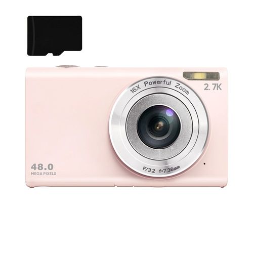 Appareil photo numérique 48MP 2,7K FHD zoom numérique 16X, webcam, mise au point automatique Rose