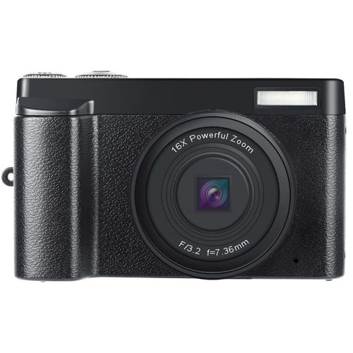 Appareil photo numérique 48 MP, HD 1080p, zoom 16x, écran rabattable Noir