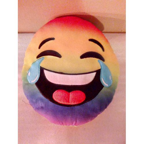 Coussin Emoji Pleure De Rire Arc En Ciel