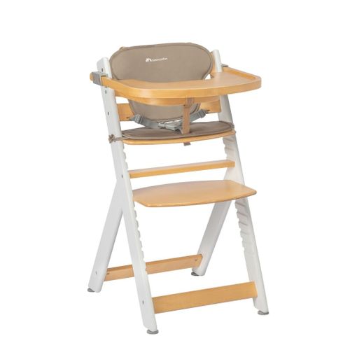 Chaise Haute Bébé Bebeconfort Timba + Coussin, Chaise Bois, De 6 Mois À 10 Ans (30kg), Light Wood Beige
