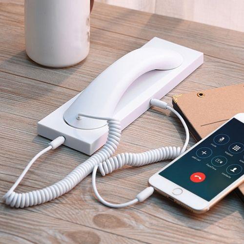 Téléphone portable de bureau universel de 3,5 mm, casque externe rétro, combiné (blanc)