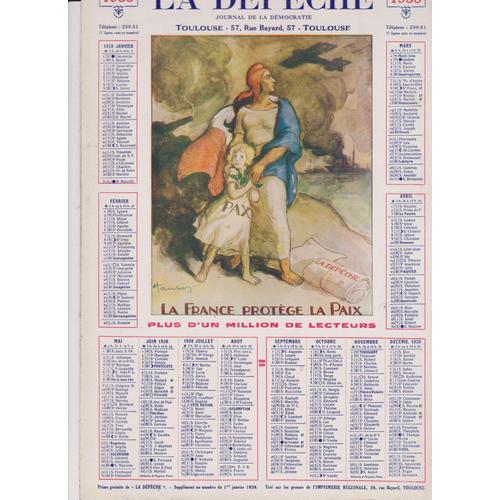 Calendrier 1938 La Dépêche Du Midi La France Protège La Paix