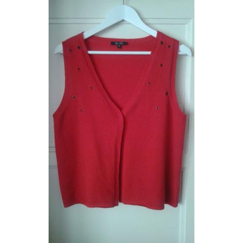 Gilet Bel Air Sans Manches Rouge / Cachemire Et Laine T1