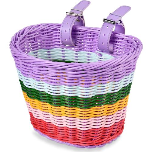 Panier Velo Enfant - Aqsacokiya - Panier De Guidon De Vélo Enfant - Tricotage À La Main Panier Vélo Pour Filles Garçons - Rainbow