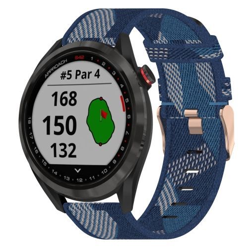 Pour Garmin Approach S40 20mm Bracelet Tissé En Nylon - Bleu