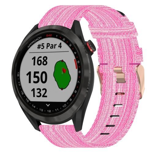 Pour Garmin Approach S40 20mm Bracelet Tissé En Nylon - Rose