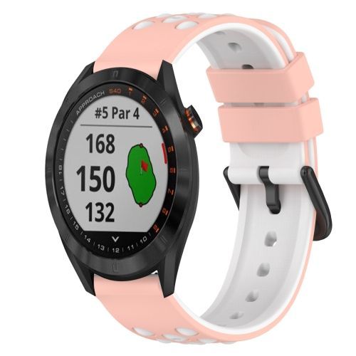 Pour Garmin Approach S40 20mm Bracelet En Silicone Bicolore - Blanc-Noir