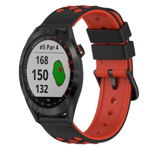 Pour Garmin Approach S40 20mm Bracelet En Silicone Bicolore - Noir-Blanc