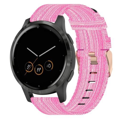 Pour Garmin Vivoactive 4s 18mm Bracelet Tissé En Nylon - Rose