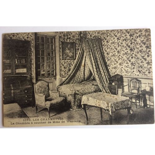 Carte Postale Noir Et Blanc Chambery " Les Charmettes " La Chambre À Coucher De Mme De Warrens