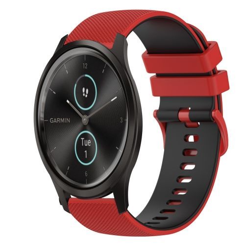 Pour Garmin Vivomove Style 20mm Bracelet En Silicone Bicolore À Carreaux - Rouge-Noir