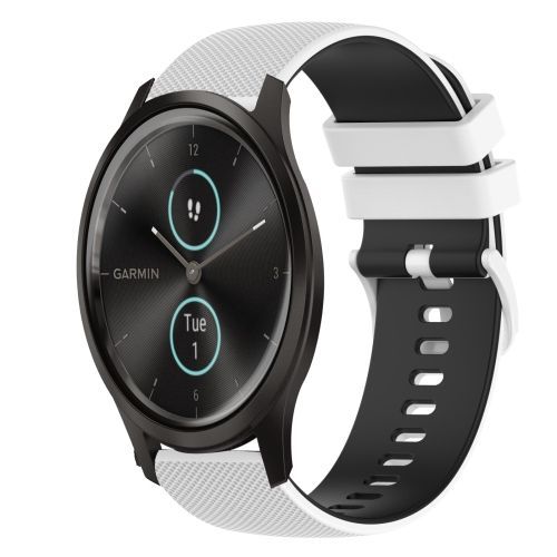 Pour Garmin Vivomove Style 20mm Bracelet En Silicone Bicolore À Carreaux - Blanc-Noir