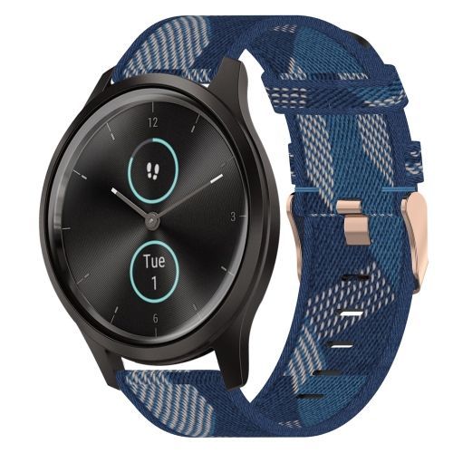 Pour Garmin Vivomove Style 20mm Bracelet Tissé En Nylon - Bleu