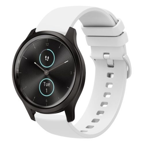 Pour Garmin Vivomove Style 20mm Bracelet En Silicone Souple De Couleur Unie - Blanc