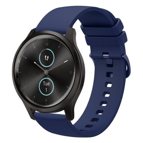 Pour Garmin Vivomove Style 20mm Bracelet En Silicone Souple De Couleur Unie - Bleu Marine