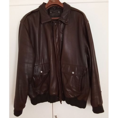 Blouson Hiver Cuir Véritable Homme T. 60 Marron Ted Lapidus/Vardas Greece