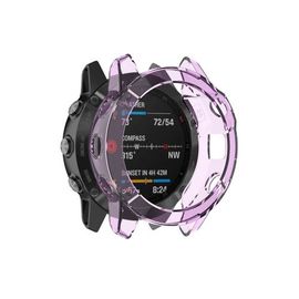 Convient Au Boîtier De Montre En Gel De Silice Tpu Transparent Garmin Fenix 6s / 6s Pro - Violet Transparent
