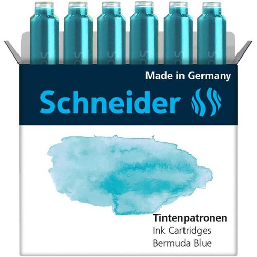 Schneider Etui De 6 Cartouches D'encre Pour Stylo Plume Pastel Bleu Des Bermudes