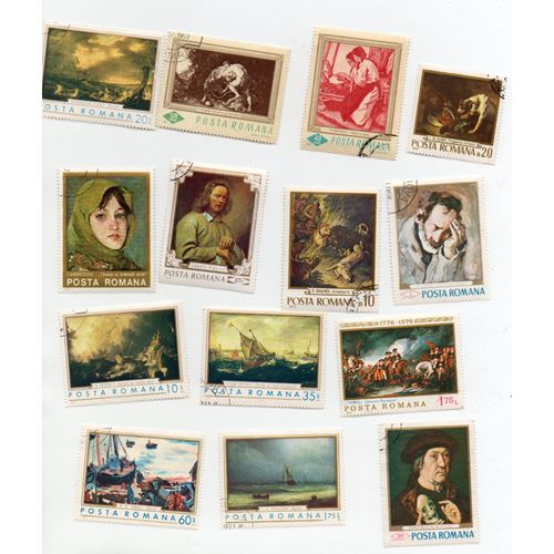 Roumanie- Lot De 14 Timbres Oblitérés- Tableaux