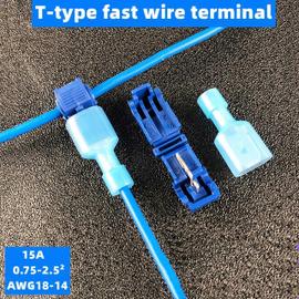 Bleu 20pcs (10 pairs) Bornier de type T 20pc, pince de connexion de fil et  de câble, prise de connecteur rapide sans pelage, connecteur d'accessoires  pour appareils ménagers