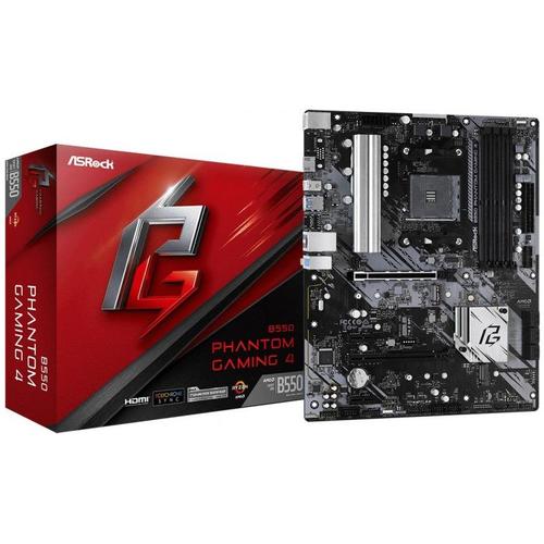 ASRock B550M Phantom Gaming 4 - Carte-mère - micro ATX - Socket AM4 - AMD B550 Chipset - USB 3.2 Gen 1 - Gigabit LAN - carte graphique embarquée (unité centrale requise) - audio HD (8 canaux)