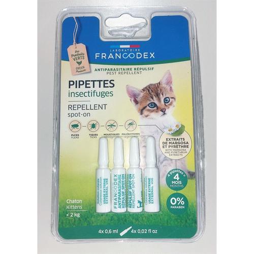 4 Pipettes Insectifuges. Pour Chatons Moins De 2 Kg.