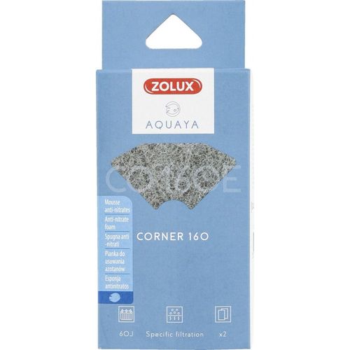 Zolux Filtre Pour Pompe Corner 160, Filtre Co 160 E Mousse Anti-Nitrates X 2. Pour Aquarium.