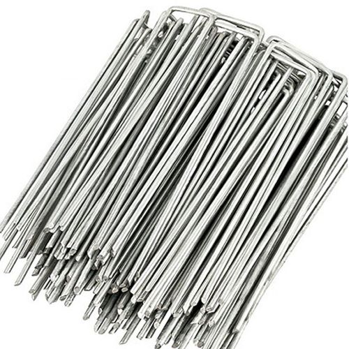 50 piquets de jardin en forme de U - Piquets de jardin sécurisés Argent 20 cm