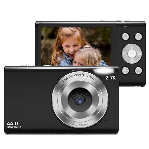 Appareil photo numérique 2,7K/44MP/Zoom 16x/Anti-tremblement/Webcam Noir