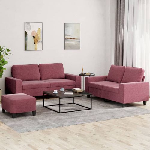 Vidaxl Ensemble De Canapés 3 Pcs Rouge Bordeaux Tissu