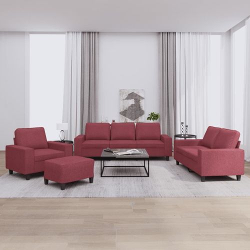 Vidaxl Ensemble De Canapés 4 Pcs Rouge Bordeaux Tissu