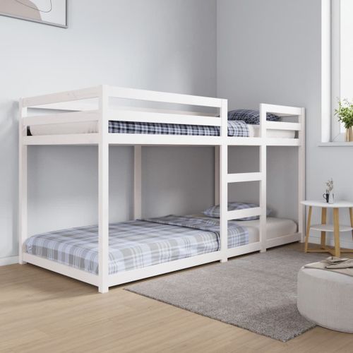 Vidaxl Lit Superposé Blanc 90x200 Cm Bois De Pin Massif