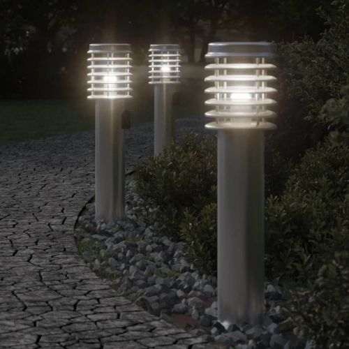Vidaxl Lampadaires D'extérieur Et Sortie 3pcs Argenté Acier Inoxydable