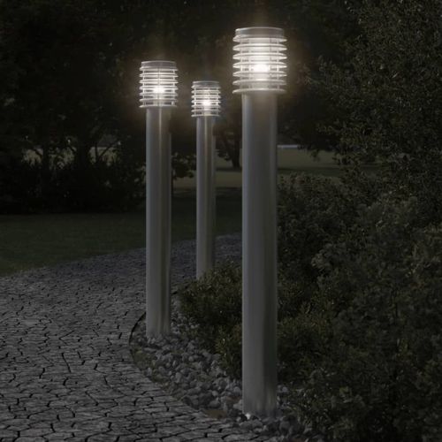 Vidaxl Lampadaires D'extérieur Et Sortie 3pcs Argenté Acier Inoxydable