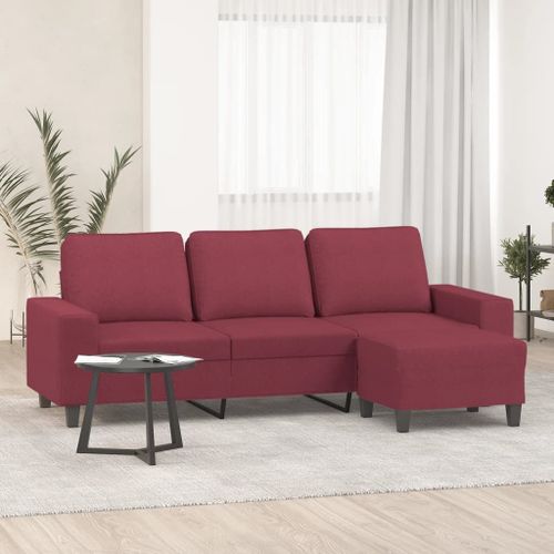 Vidaxl Canapé À 3 Places Avec Repose-Pieds Rouge Bordeaux 180 Cm Tissu