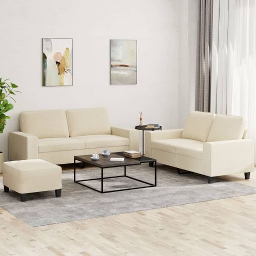 Vidaxl Ensemble De Canapés 3 Pcs Crème Tissu