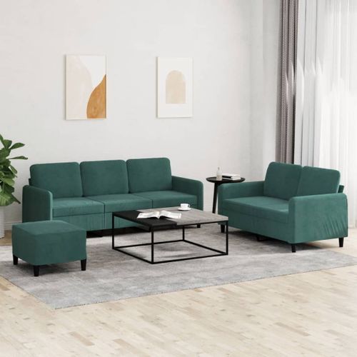 Vidaxl Ensemble De Canapés 3 Pcs Vert Foncé Velours