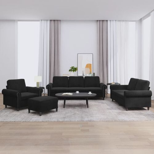 Vidaxl Ensemble De Canapés 4 Pcs Avec Coussins Noir Velours