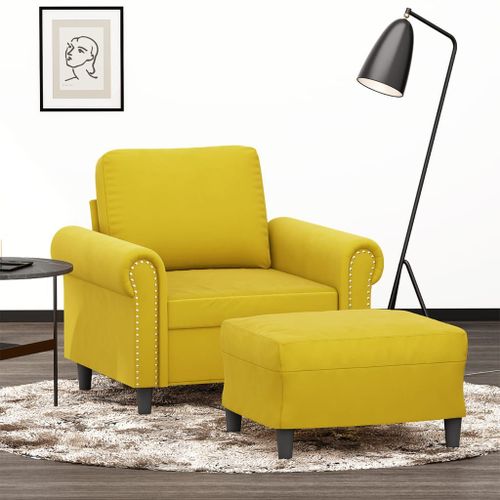 Vidaxl Fauteuil Avec Repose-Pied Jaune 60 Cm Velours