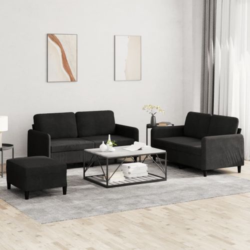 Vidaxl Ensemble De Canapés 3 Pcs Noir Velours