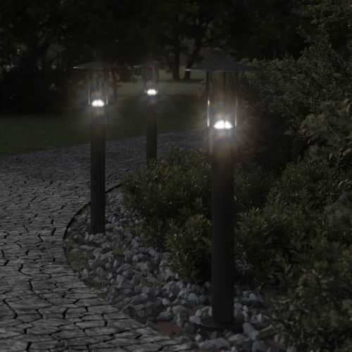 Vidaxl Lampadaires D'extérieur 3 Pcs Noir 60 Cm Acier Inoxydable