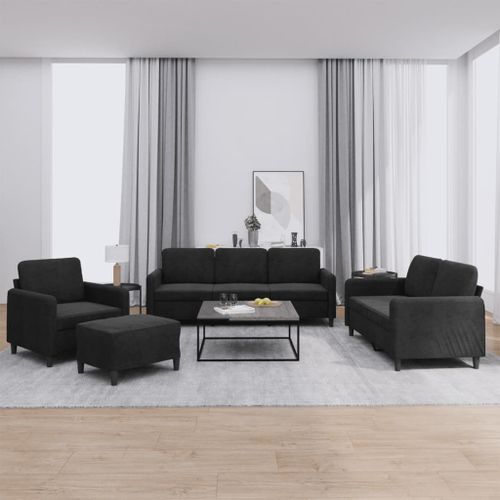 Vidaxl Ensemble De Canapés 4 Pcs Noir Velours