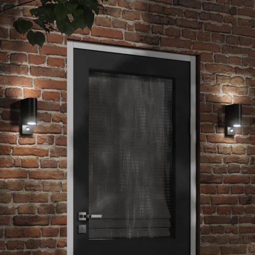 Vidaxl Appliques Murales D'extérieur Avec Capteurs 2 Pcs Noir