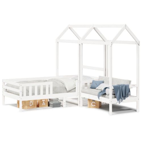 Vidaxl Ensemble De Lit Et De Banc Avec Toit Sans Matelas 75x190 Cm